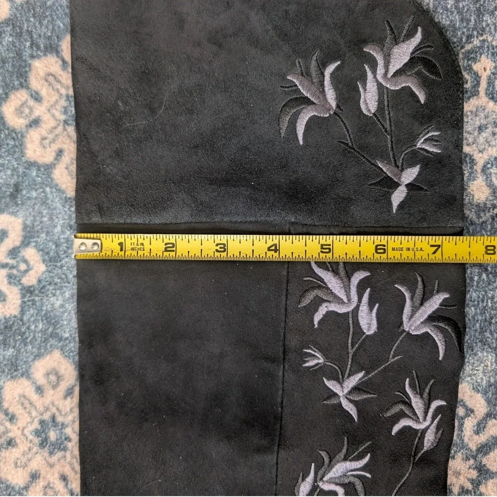 Kenneth Cole Claire Black Embroidered Over The Knee Boots Floral Suede Womens 9M